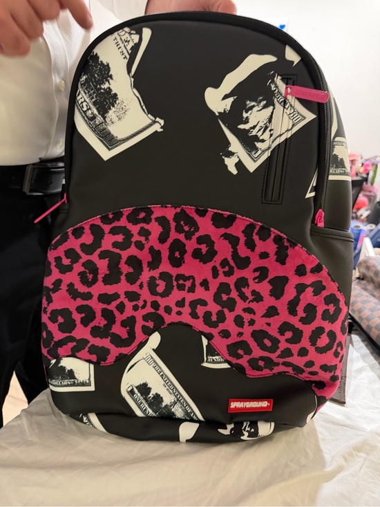 Sprayground Handbags - Sprayground Black Backpack with Hot Pink Leopard Panel